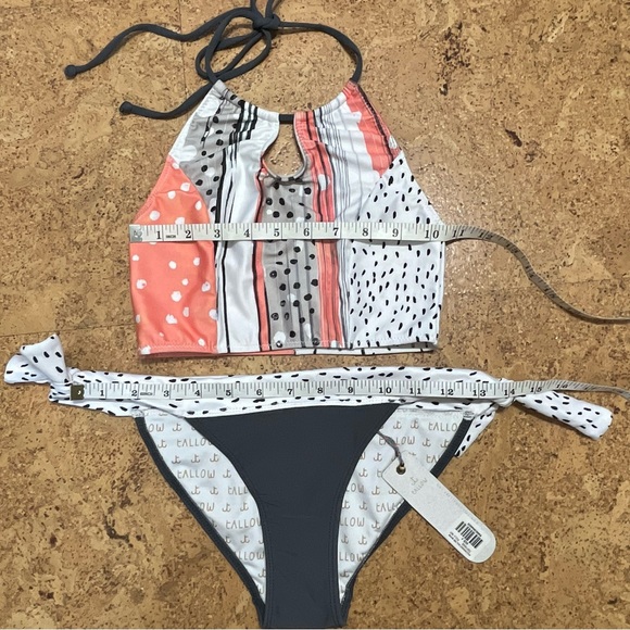 Tallow Polyphonic Halter Bikini Top & Bottom Set in Polka Mix NWT Sz 6 - Picture 15 of 16